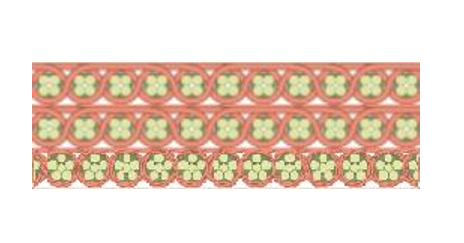 Illustrative 1+1+1 laminated press felt construction