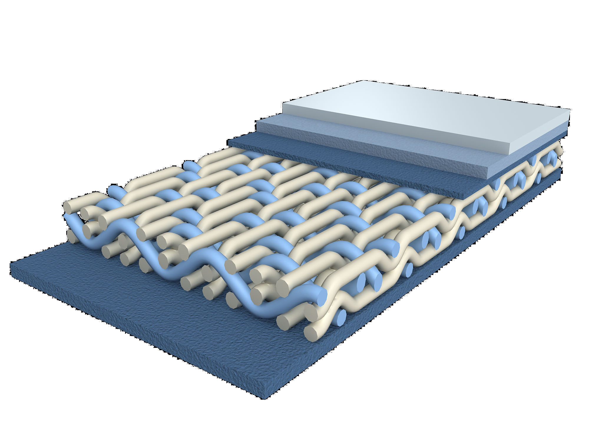 Illustrative press felt base fabric and fiber batt construction for pulp board applications
